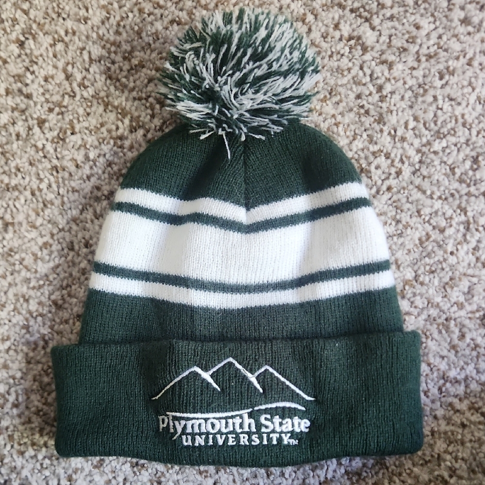 Green and White Plymouth State University Beanie